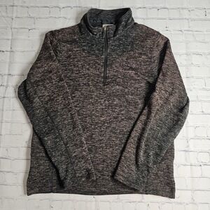 Cinch Mens Quarter Zip Pullover Marl Knit Fleece Lined Charcoal Brown Small